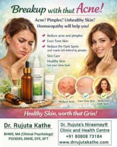 Dr. Rujuta Kathe specializes in Acne, Pimples and Skincare Homoeopathic Treatments