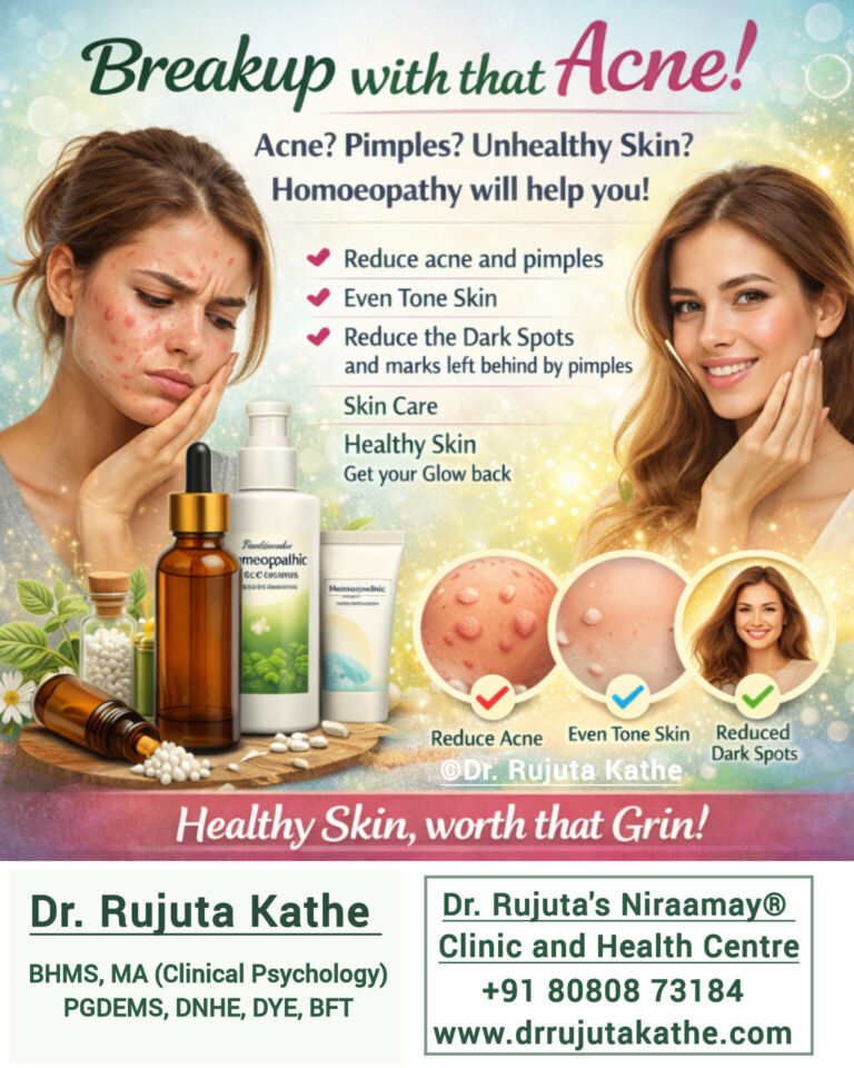 Dr. Rujuta Kathe specializes in Acne, Pimples and Skincare Homoeopathic Treatments