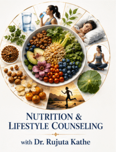 Nutrition & Lifestyle Counseling with Dr. Rujuta Kathe-Personalized nutrition and lifestyle guidance to support your overall health, recovery and long-term wellbeing. Dr. Rujuta Kathe is an experienced Homoeopathic Physician with a Master's Degree in Clinical Psychology and added qualifications in Nutrition and Diet Therapy and education. She has an established medical Practice in Pune. She provides in-clinic as well as online consultations.